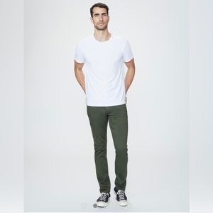 PAIGE Denim Lennox Slim Fit Tapered Stretch Vintage Green Colored Jean
